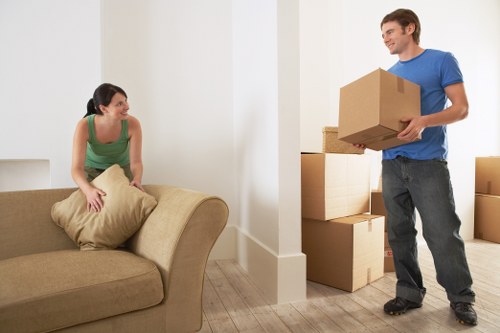Packed household items ready for home moving in Surrey